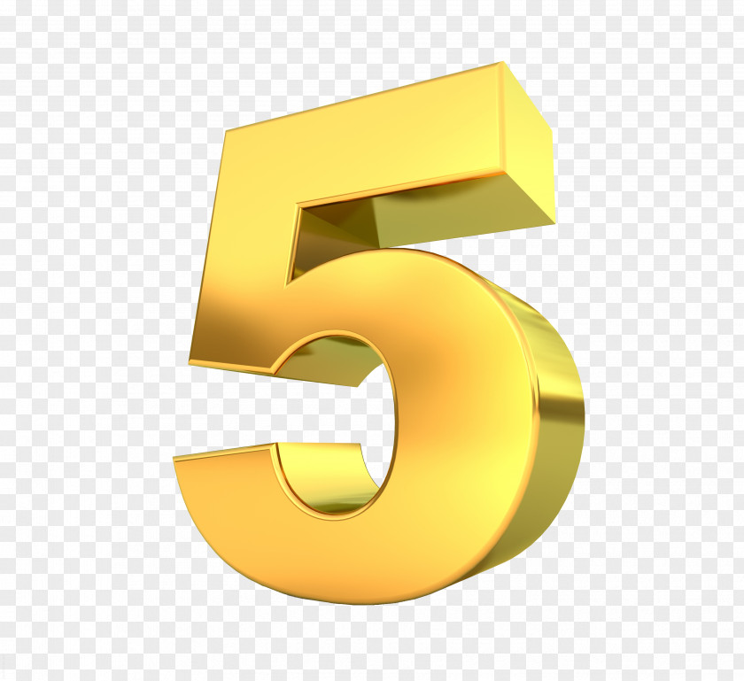 Number 5 Gold Stock Photography PNG