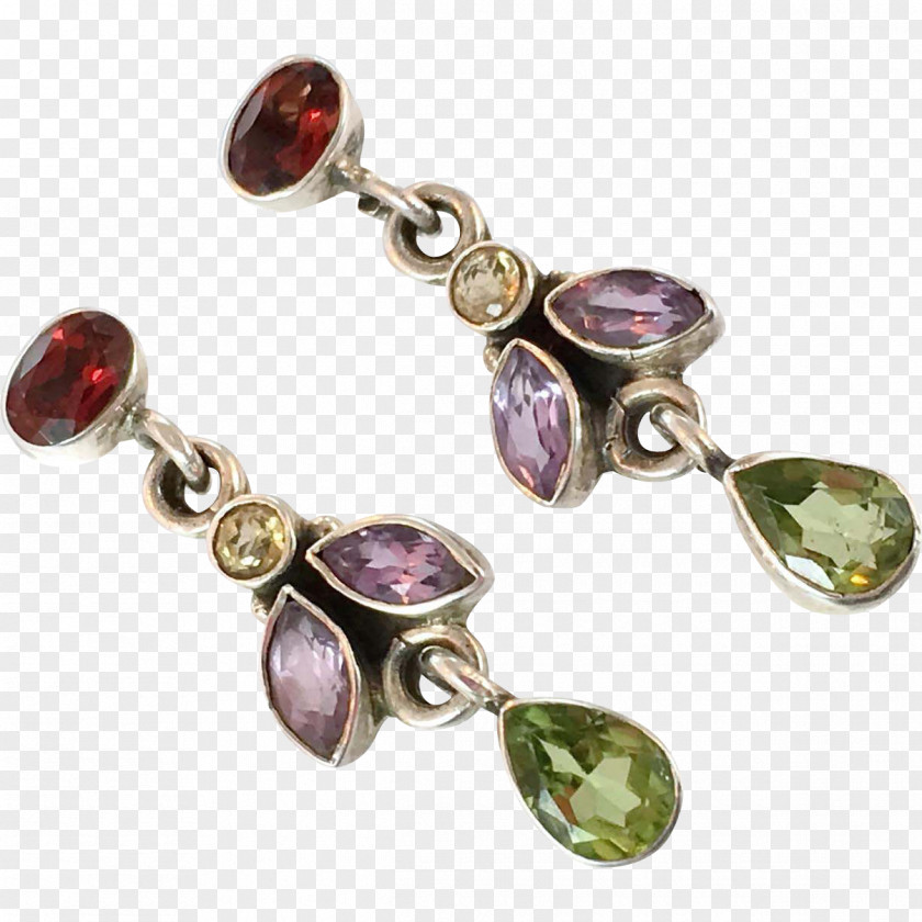 Silver Amethyst Earring Bracelet Body Jewellery PNG