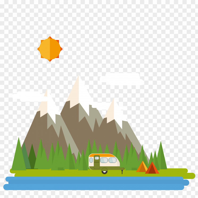 Travel Scene Cartoon Illustration PNG