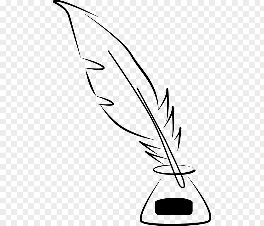 Fine Feathers Quill Inkwell Paper Clip Art PNG