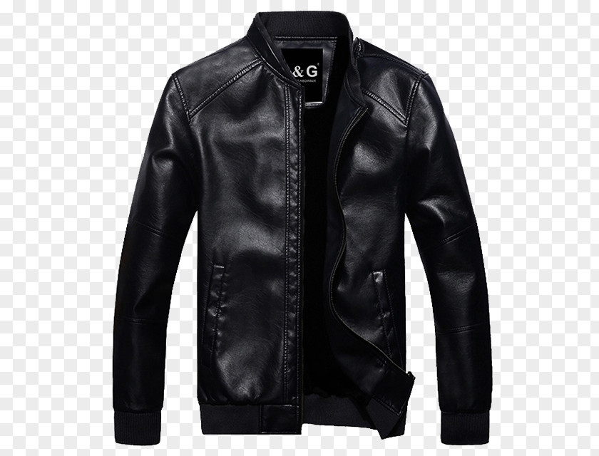 Black Leather Jacket Coat Slim-fit Pants PNG