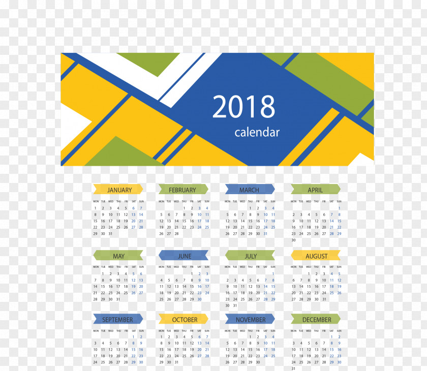 Yellow Blue Abstract Background 2018 Calendar MacOS PNG
