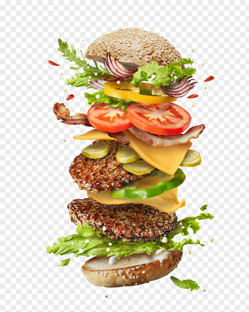 Burger Beef Hamburger Cheeseburger French Fries Veggie Ingredient PNG