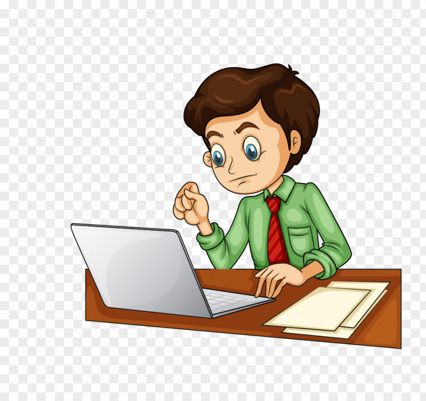 Business Man Laptop Drawing Illustration PNG