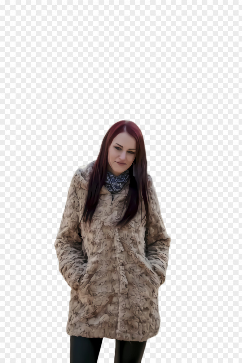 Overcoat Natural Material Winter Girl PNG