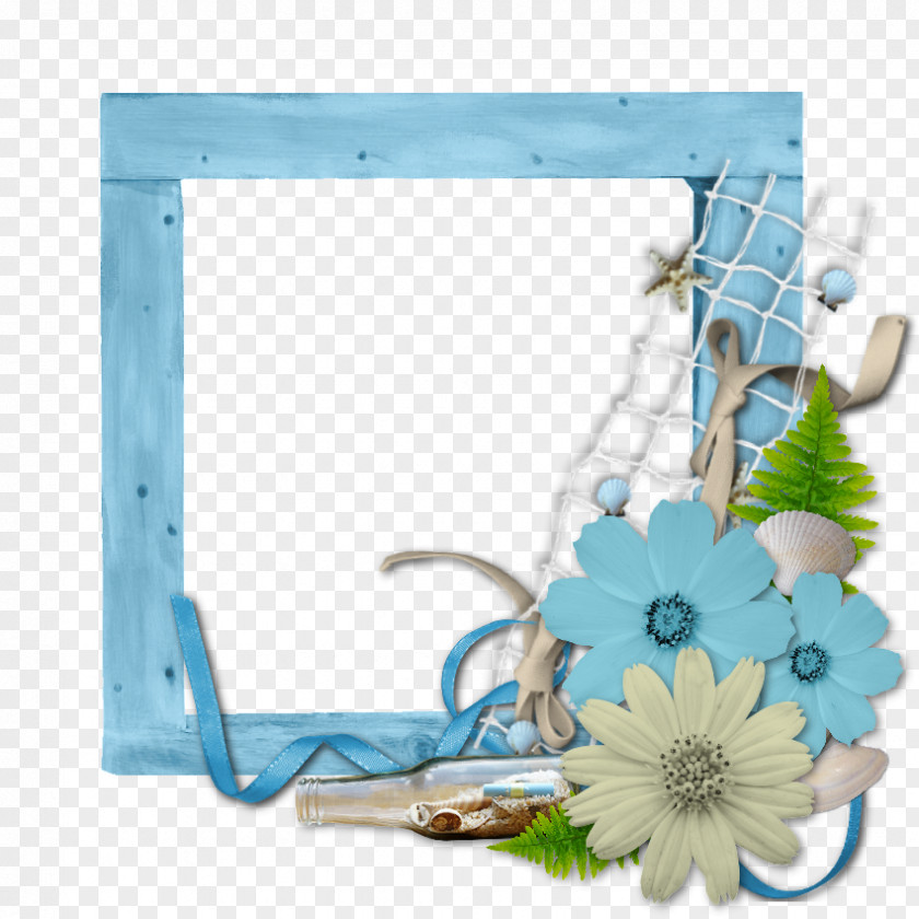 Sea Border Flower Floral Design Turquoise Teal Petal PNG