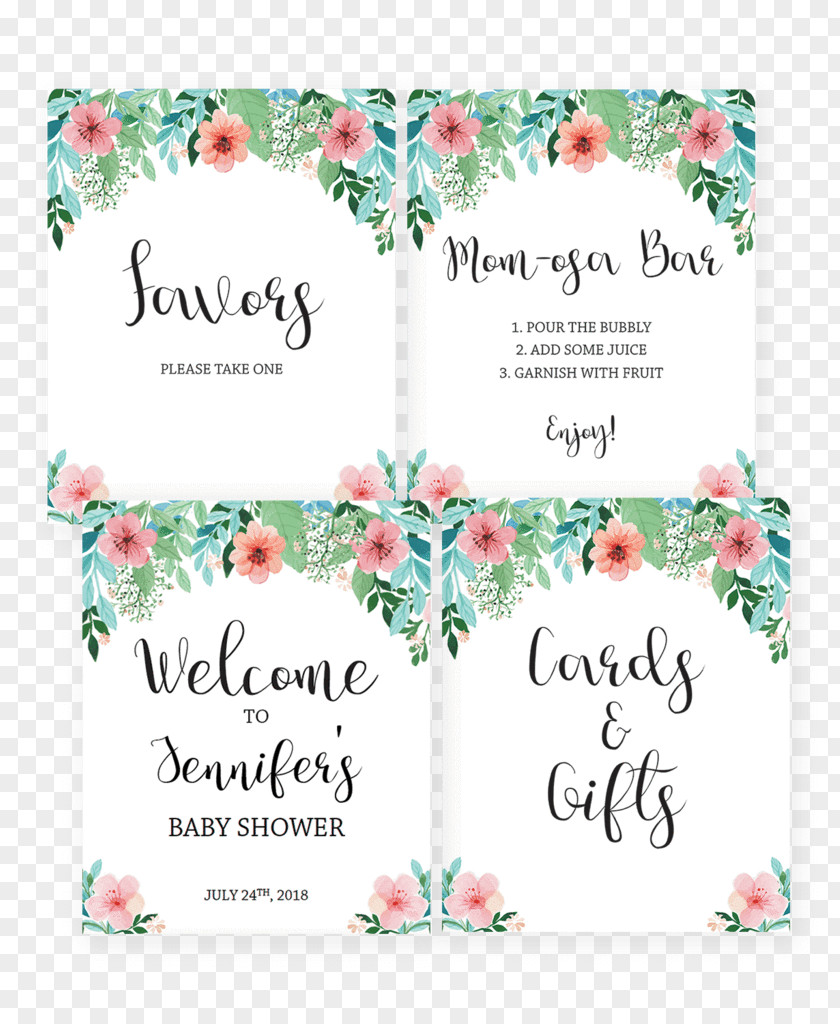 Invitation Baby Shower Nursery Party Floral Design Diaper PNG
