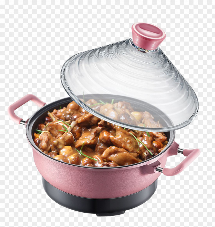 Red Chicken Pot Hot Roast Dish Crock PNG