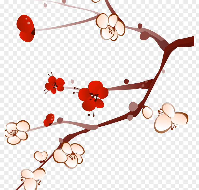 Chinese Wind Plum Red Winter Art PNG