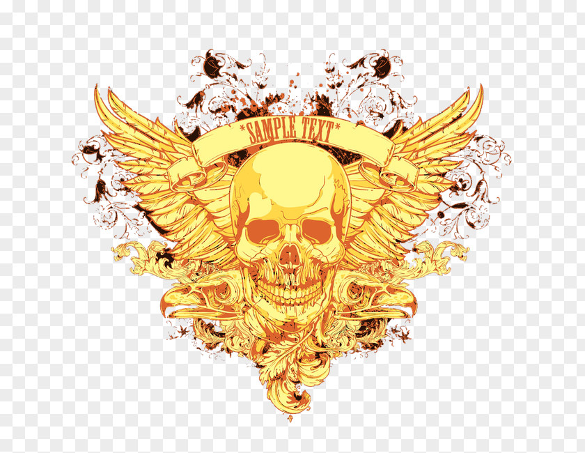 Gold Skull Head Skeleton Calavera Cdr PNG
