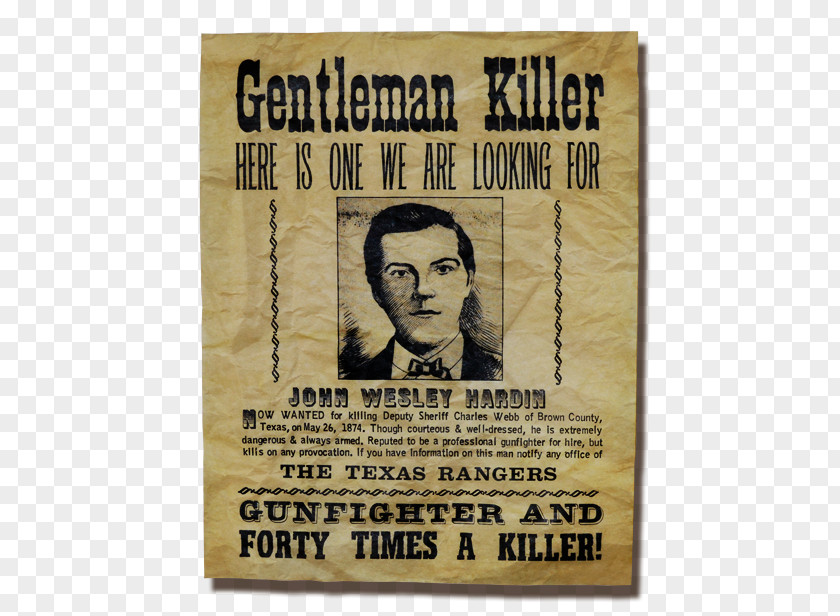 Offer Poster George Joseph Cvek Wanted John Wesley Hardin PNG