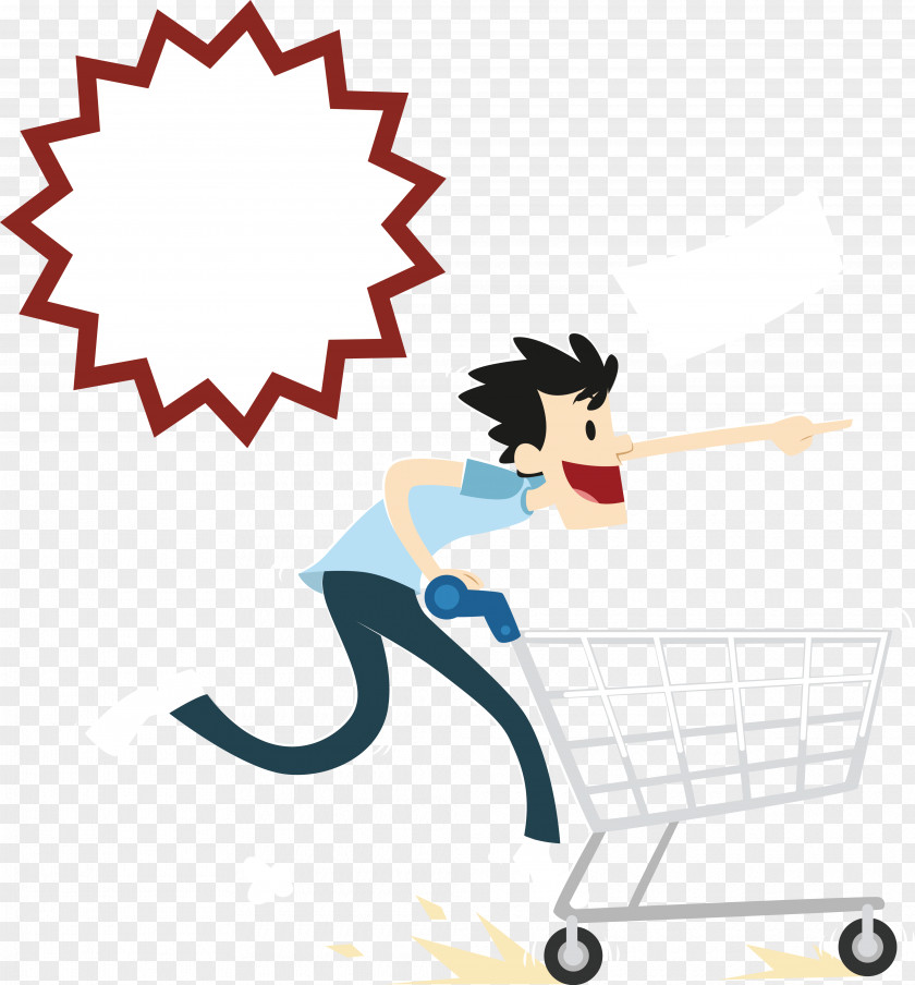 Shopping Cart Rushed To The Mall PNG