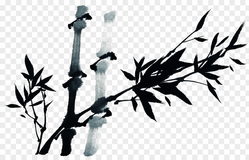 Ink Bamboo Leaves Chinese Painting Landscape PNG