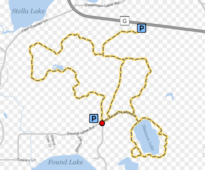 Lake Shannon Road Found Trail Map PNG