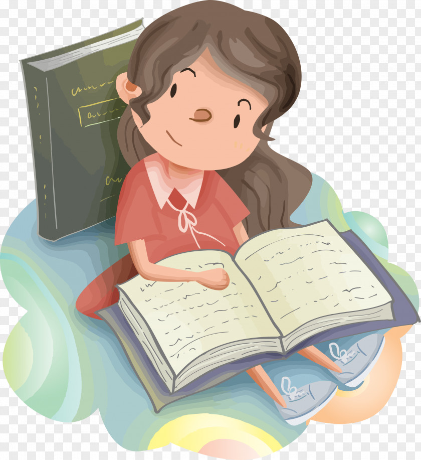 Reading Cartoon Learning Child Homework PNG