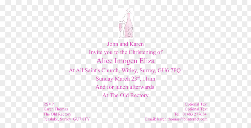 Baptism Invitation Pink M Font PNG