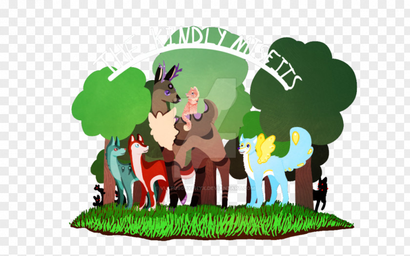 Kindly Reindeer Horse Cartoon Green PNG