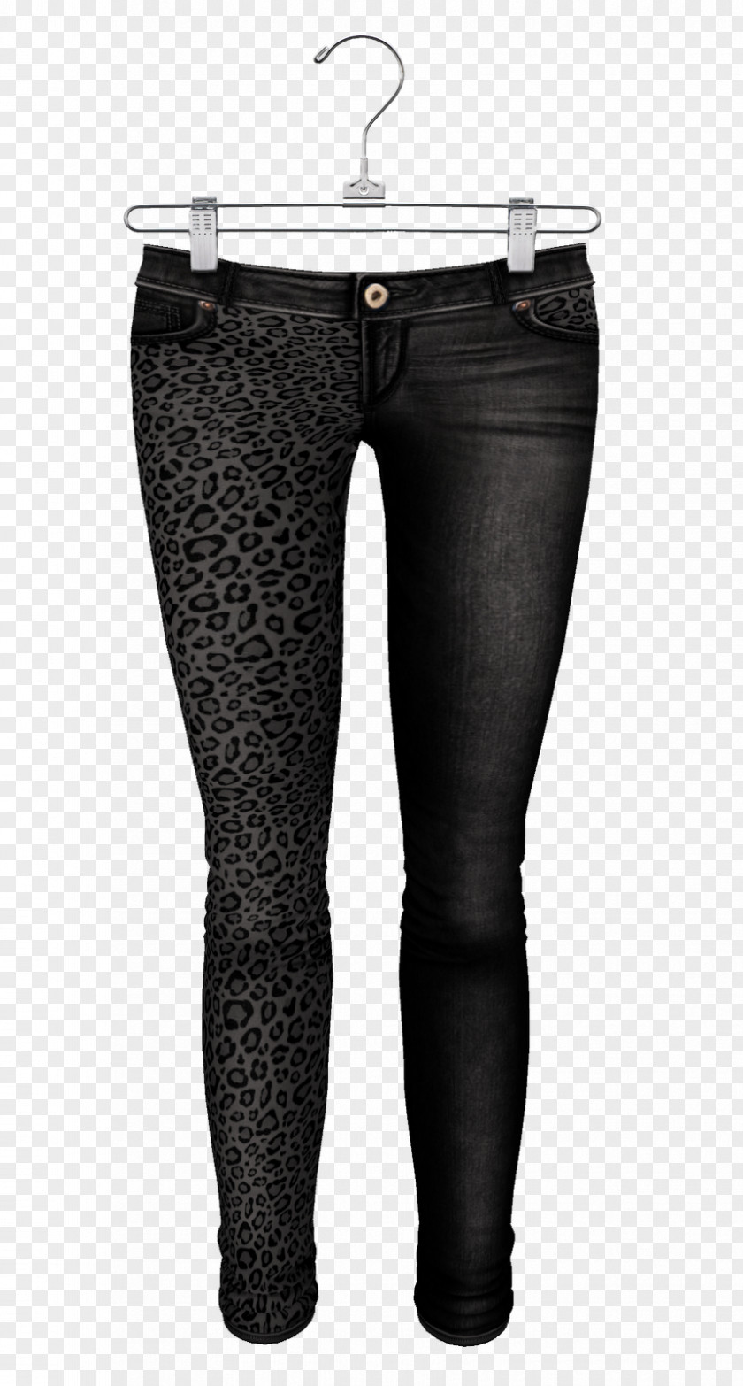 Jeans Cheetah Denim Waist Leggings PNG
