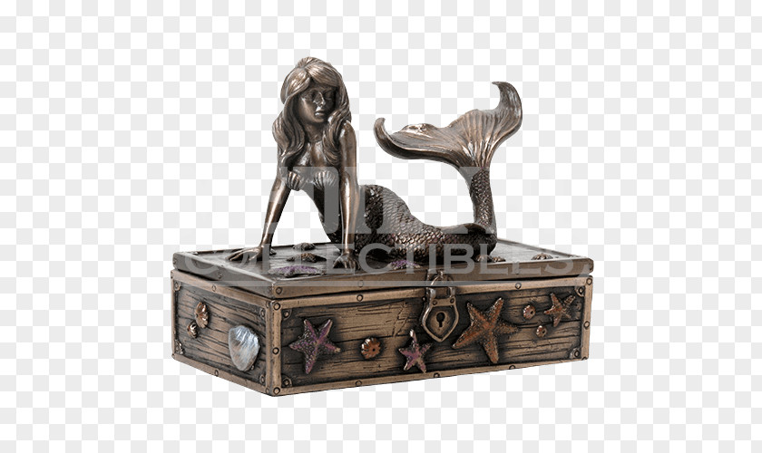 Mermaid Bronze Box Casket Jewellery PNG