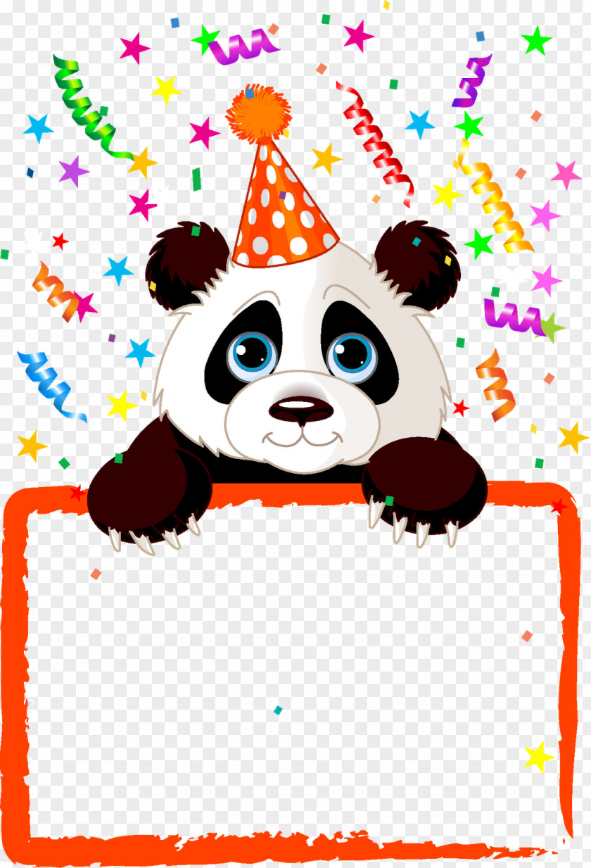 Birthday Border Giant Panda Bear Party Clip Art PNG