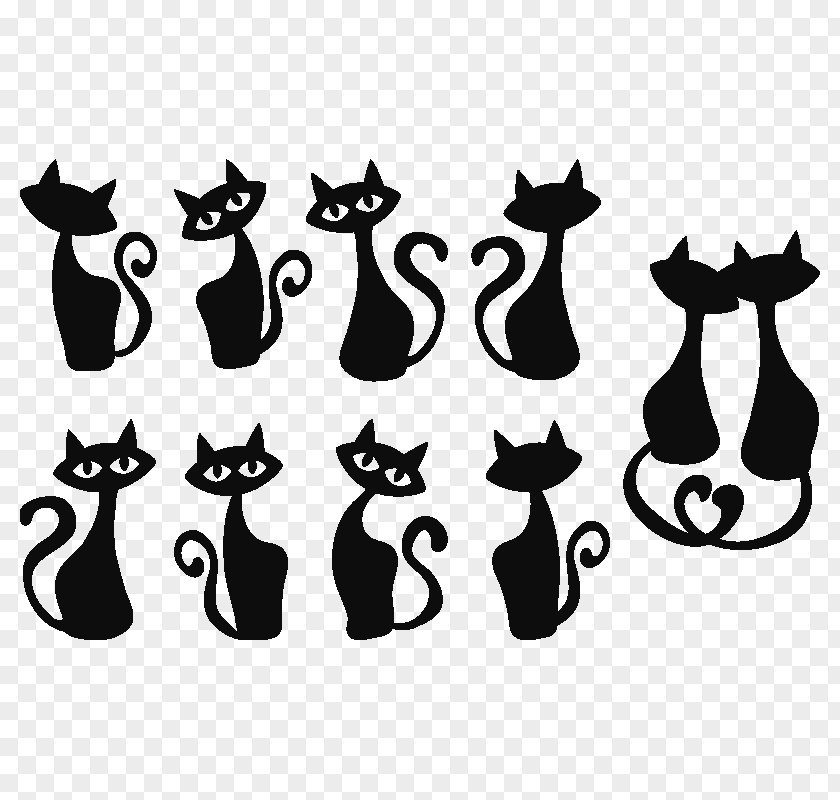 Cat Decals Clip Art Silhouette Black Paw PNG
