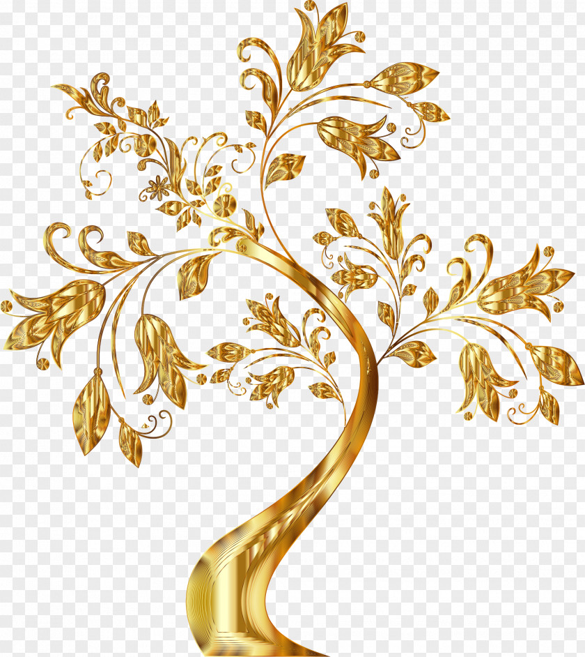 Gold Floral Tree Borders And Frames Color Clip Art PNG