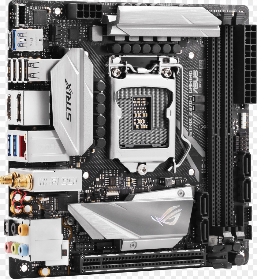 Strix Newarensis ASUS ROG STRIX Z370-I GAMING LGA 1151 Intel Socket Z370 Chipset I D4 Mini ITX Motherboard PC Computing Mini-ITX PNG