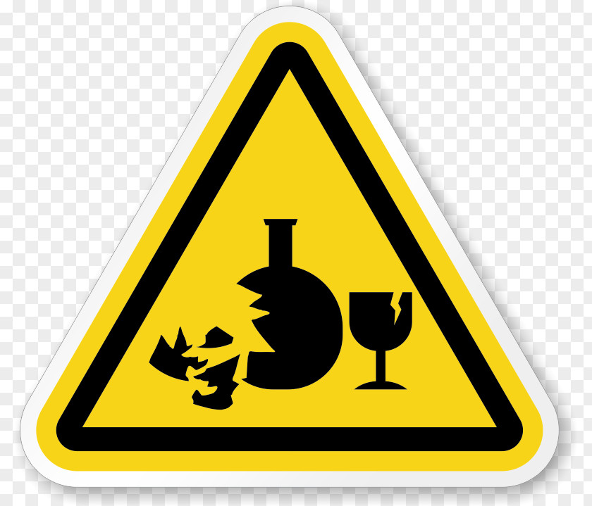 Broken Glass Hazard Symbol Forklift Label ISO 3864 PNG