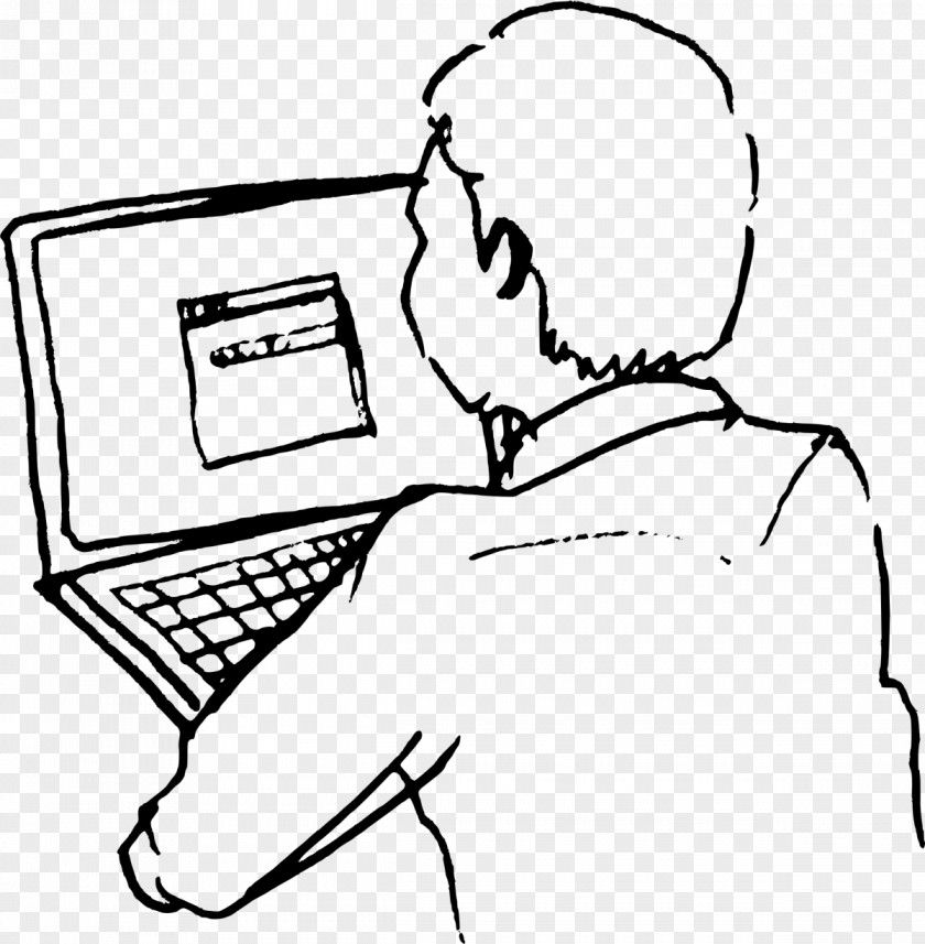 Line Drawing Laptop Computer Keyboard Art Clip PNG