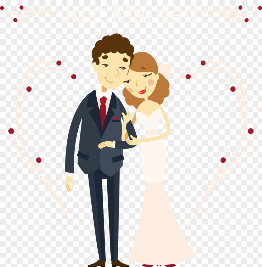 Vector Painted Bride And Groom Echtpaar Marriage Cartoon PNG
