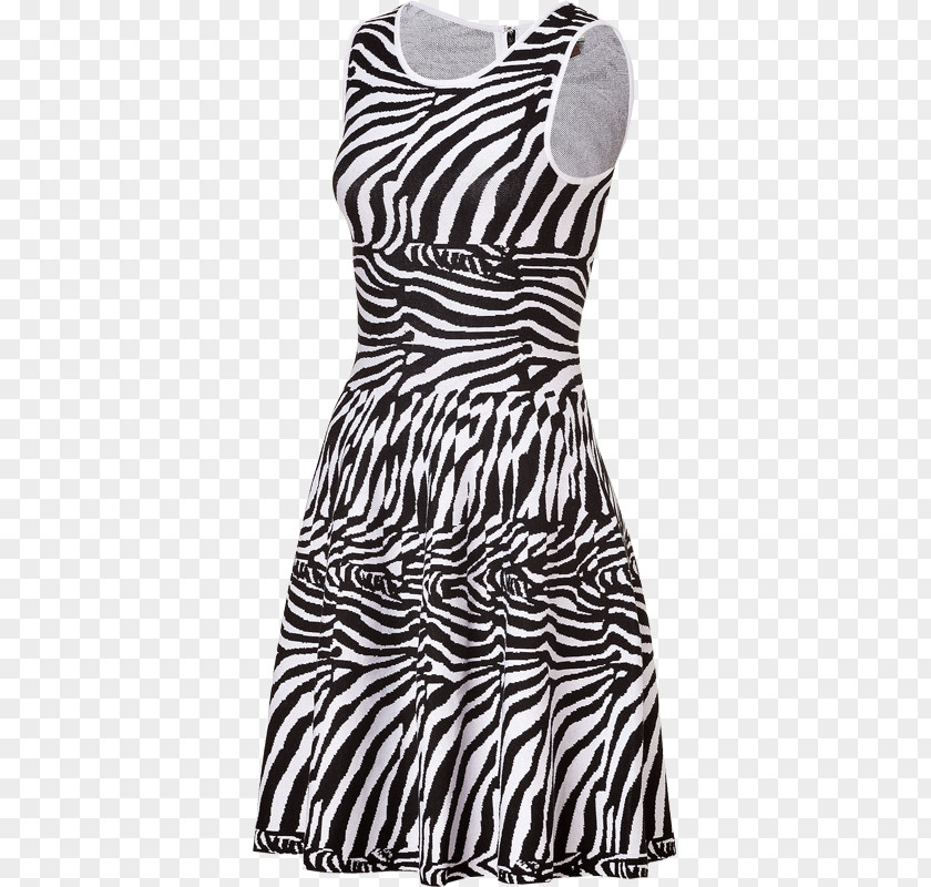 Zebra Print Cocktail Dress White Neck PNG