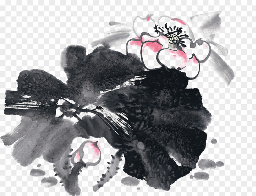 Chinese Ink Painting Style Lotus Wash Summer PNG