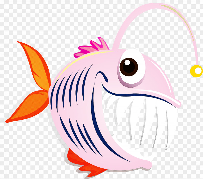 Cartoon Fish Pink Line PNG