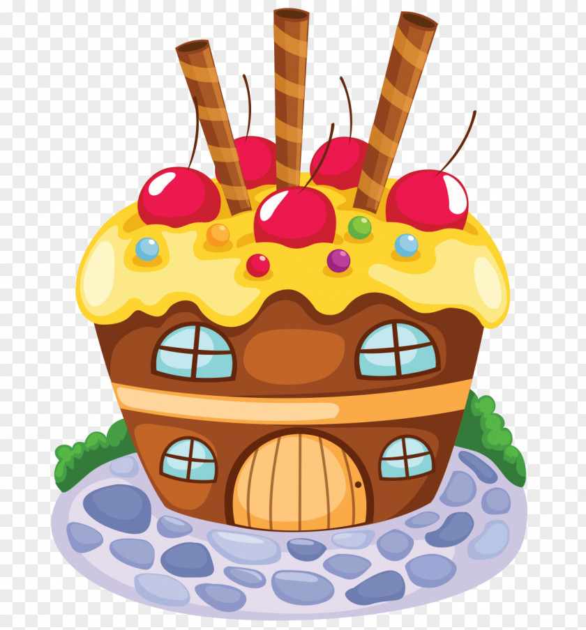 Fairy Tale Cupcake Ice Cream Vector Graphics Illustration PNG