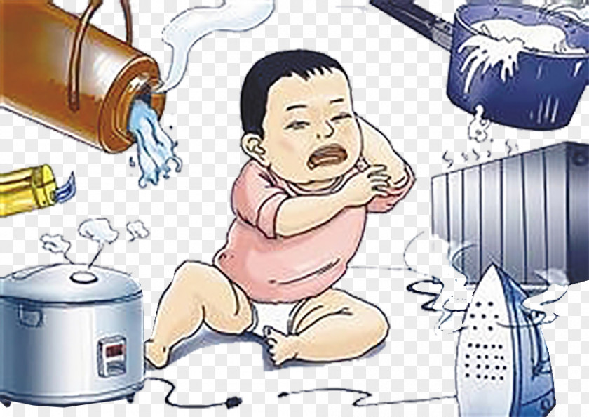 Scattered Child Cartoon Hand Painted Burn Hot Water Dispenser Scar Pain PNG