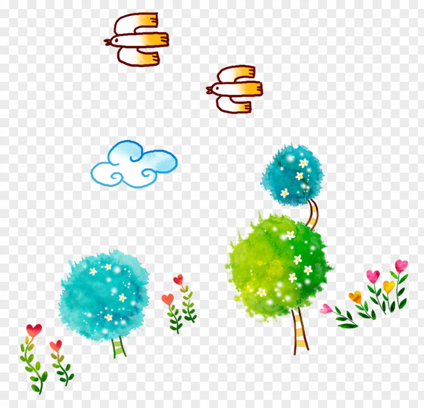 Cartoon Tree,bird Bird Tree PNG