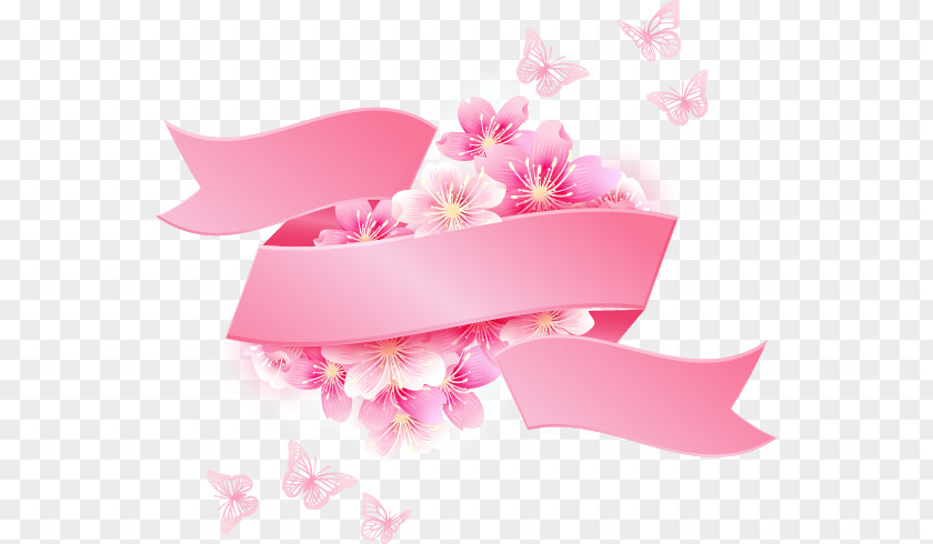 Cherry Ribbon Banner Blossom Flower PNG