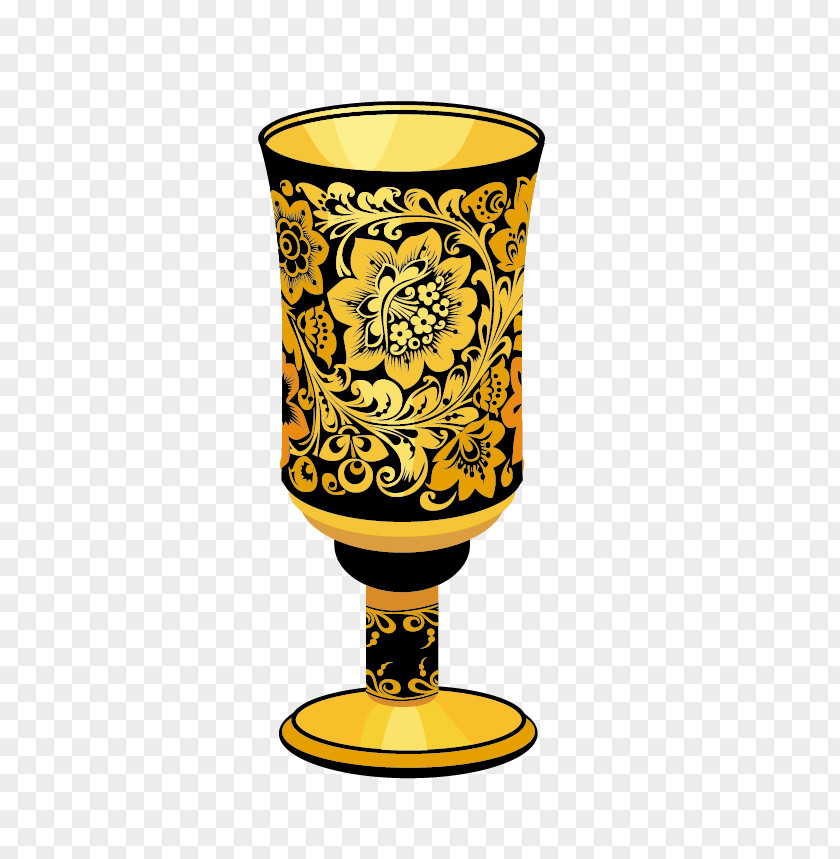 Wineglass Towel Khokhloma Clip Art PNG