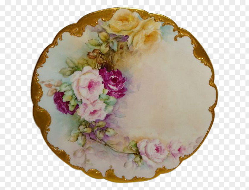 Hand Painted Limoges Plate Tableware Platter Porcelain PNG