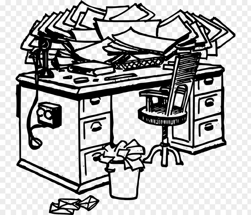 Clutter Desk Office Clip Art PNG