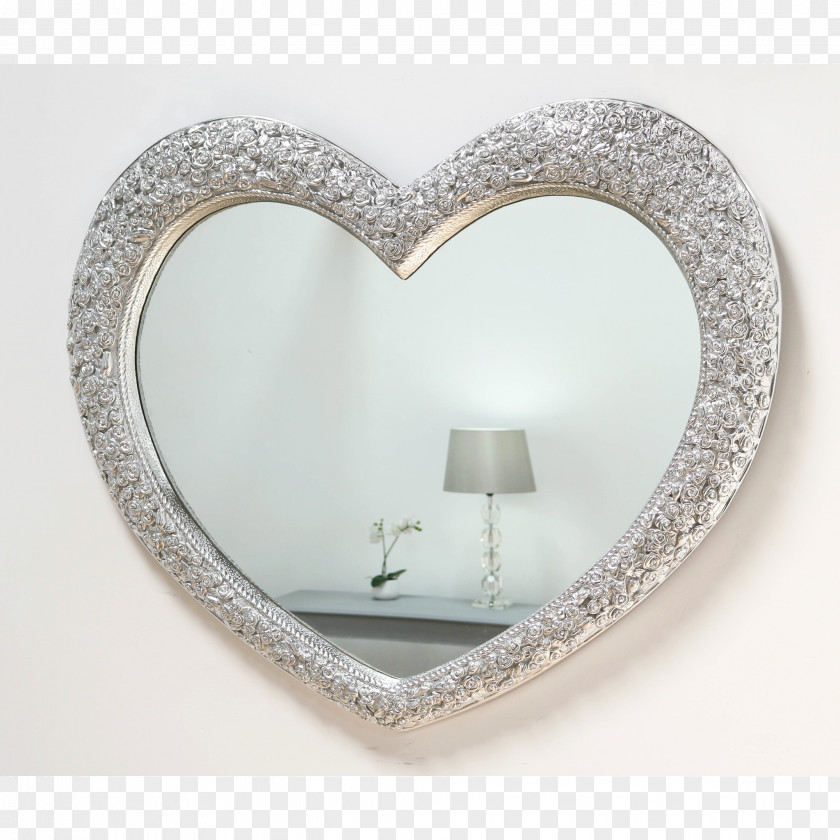 Silver Heart Mirror Gold PNG