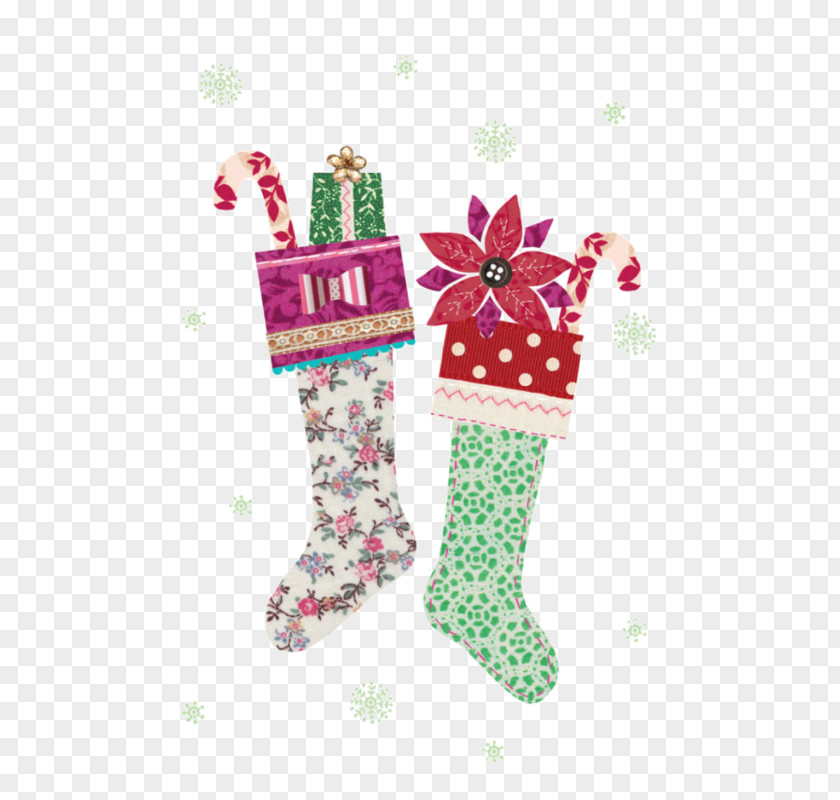 Cartoon Christmas Stocking Flower Decoration Ornament Stockings PNG