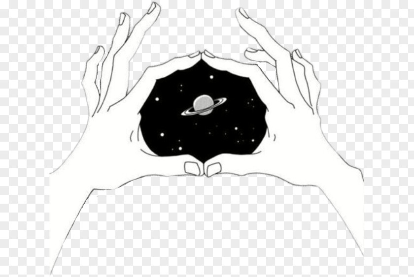 Cosmic Drawing Black And White Outer Space Image PNG