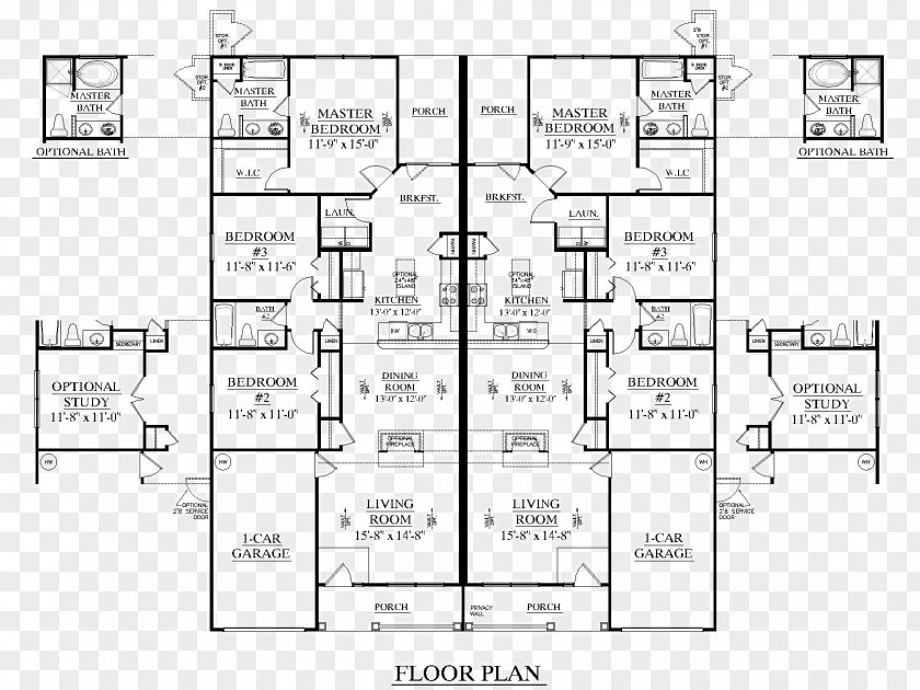 House Plan Duplex Architectural Building PNG