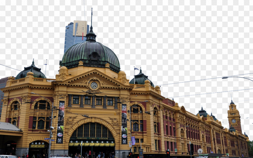 Australia Golden Yellow Building Flinders Street, Melbourne Swanston City Of Train PNG