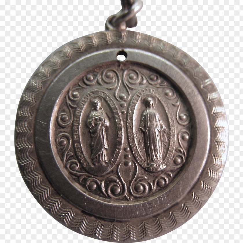 Silver Sterling Copper Medal Locket PNG