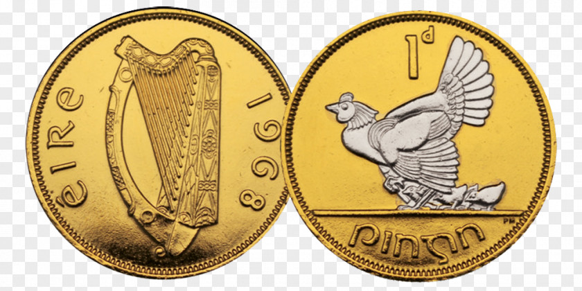 Coin Set Decimal Gold Irish Free State PNG