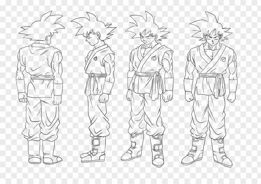 Goku Line Art DeviantArt Sketch PNG