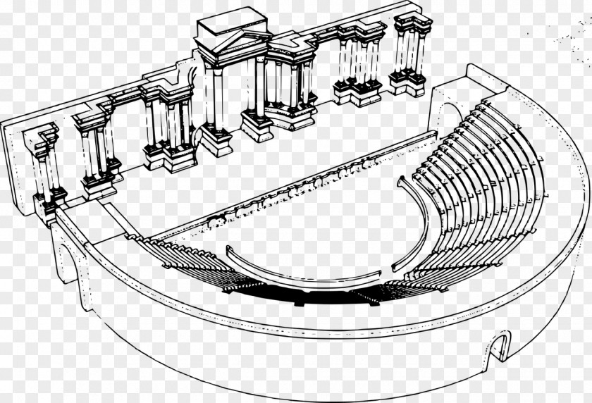 Theater Curtain Drawing Roman Theatre At Palmyra PNG