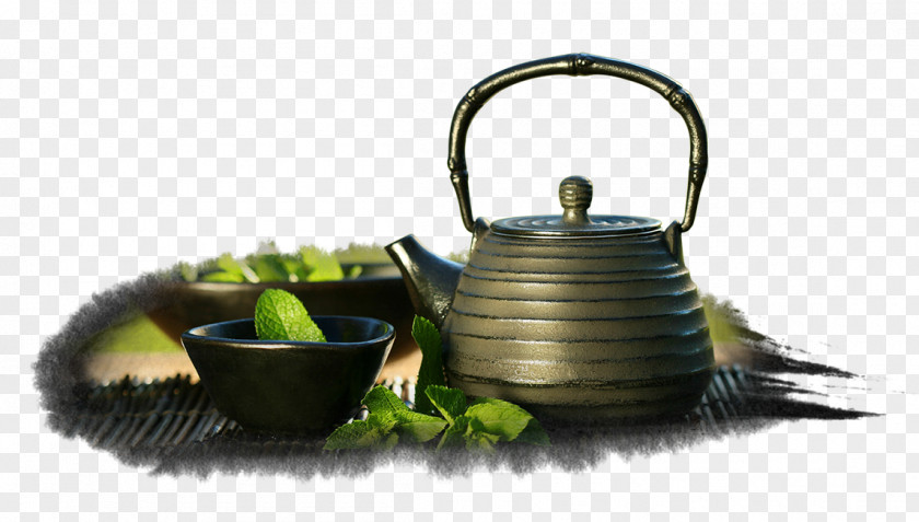 Tea Set Green Earl Grey Maghrebi Mint White PNG